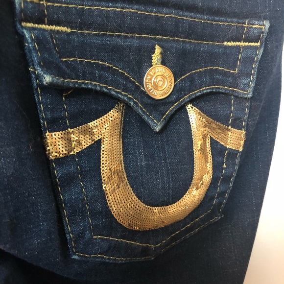 True Religion gold sequin jeans - Picture 3 of 4